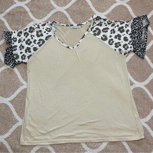 MISSLOOK Beige and Camouflage Pattern Top - 3XL